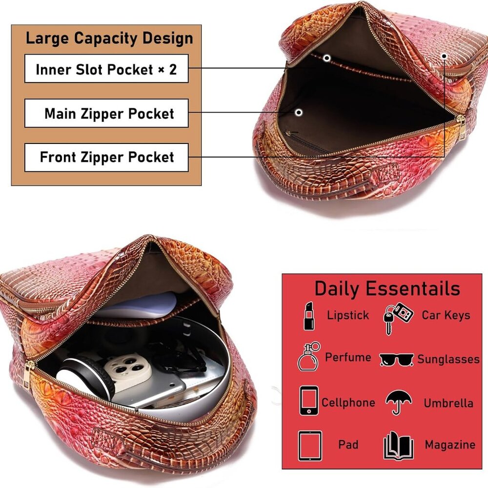 Mini Crocodile Embossed Pattern Vegan Leather Bac… - image 5